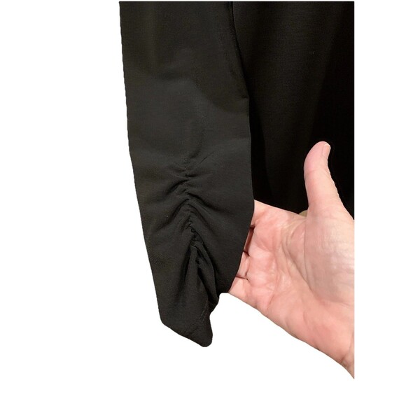 Susan Graver Liquid Knit Black Top Shirt Rouched Sleeves Capsule Wardrobe Small - Picture 5 of 12